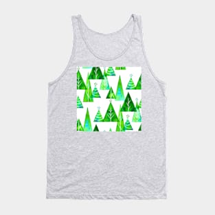 Green Watercolor Christmas Trees Tank Top